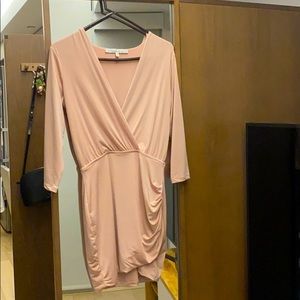 Dusty pink 3/4 arm length bodycon mini dress